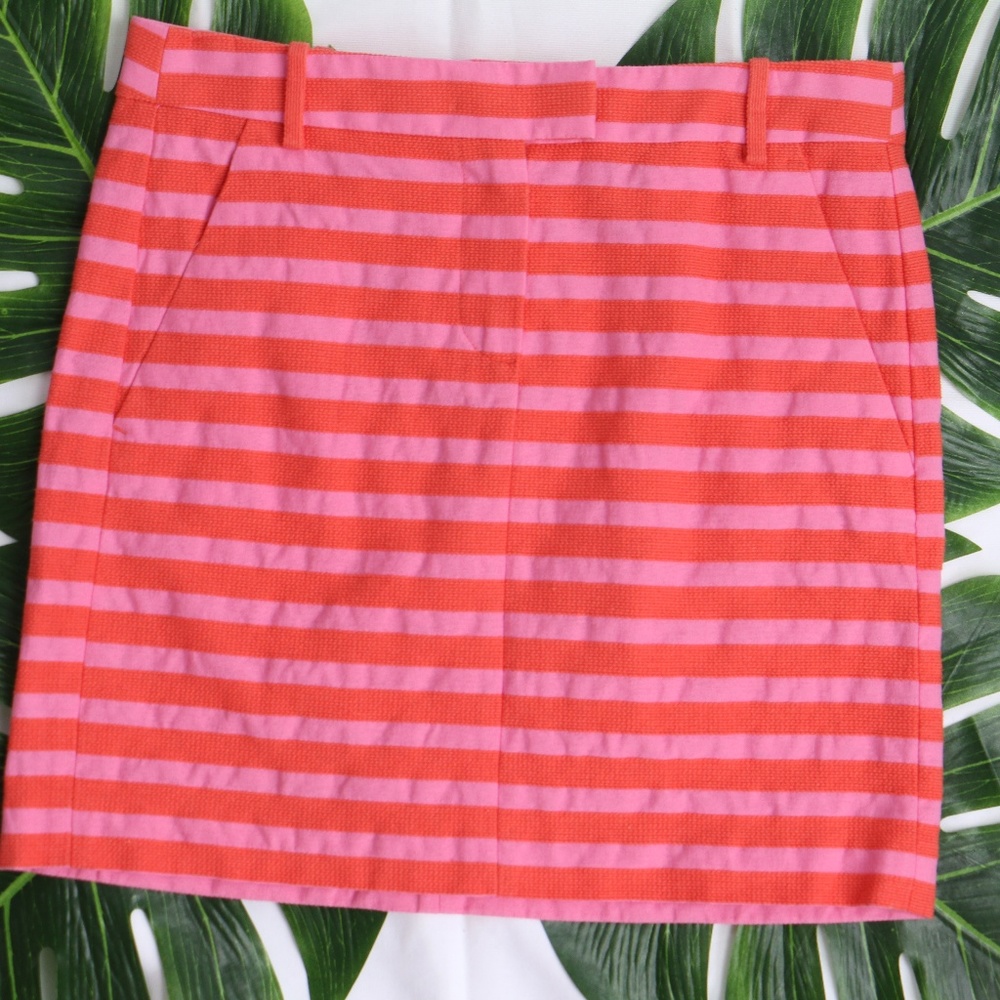 J. Crew Pink and Orange Striped Mini Skirt